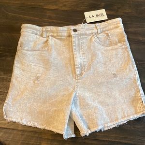 Sand nude colored shorts distressed size large stretchy